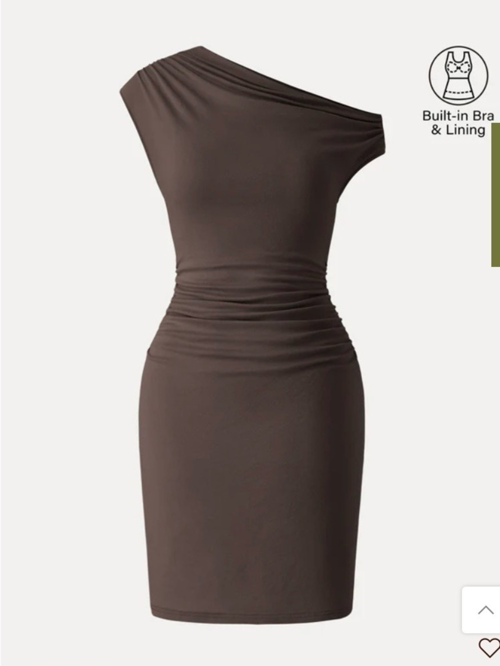 OGL One-Shoulder Ruched Chocolate Bodycon Dress